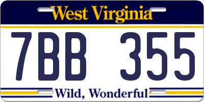 WV license plate 7BB355