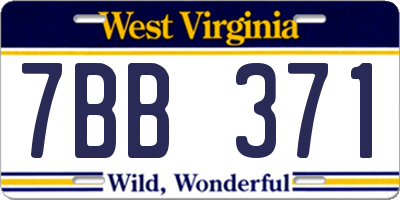 WV license plate 7BB371