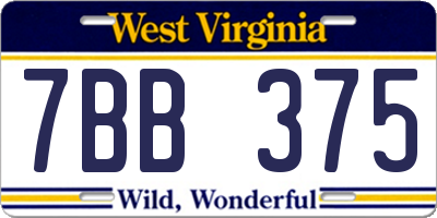 WV license plate 7BB375