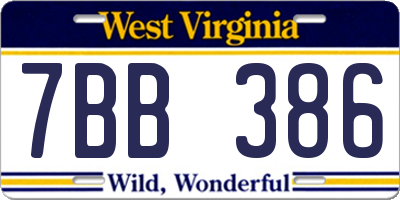 WV license plate 7BB386
