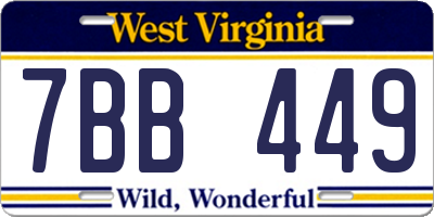 WV license plate 7BB449