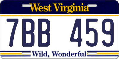 WV license plate 7BB459