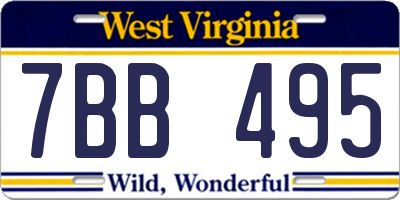 WV license plate 7BB495