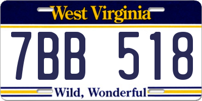 WV license plate 7BB518