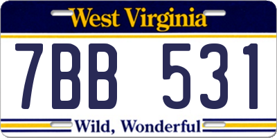 WV license plate 7BB531