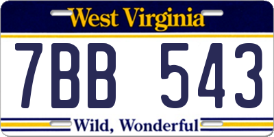 WV license plate 7BB543