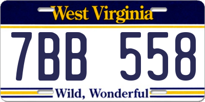 WV license plate 7BB558