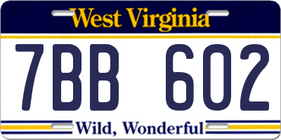 WV license plate 7BB602