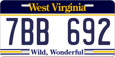 WV license plate 7BB692