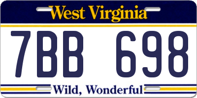 WV license plate 7BB698