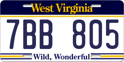 WV license plate 7BB805