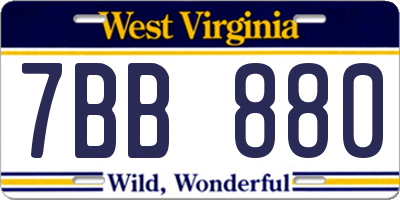 WV license plate 7BB880