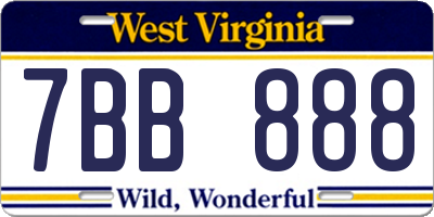 WV license plate 7BB888