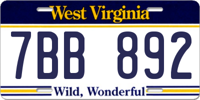 WV license plate 7BB892