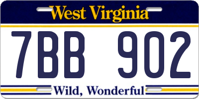 WV license plate 7BB902