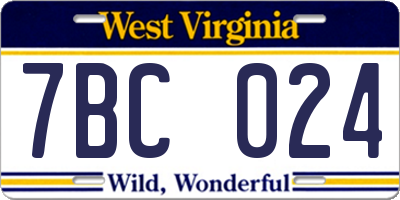 WV license plate 7BC024