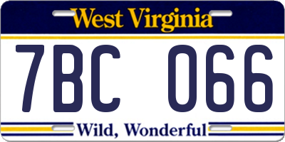 WV license plate 7BC066