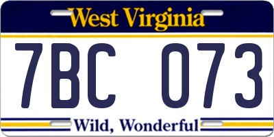 WV license plate 7BC073