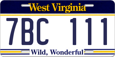 WV license plate 7BC111