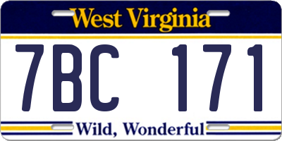 WV license plate 7BC171