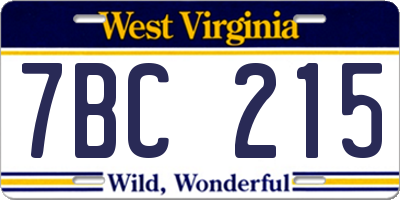 WV license plate 7BC215