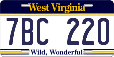 WV license plate 7BC220