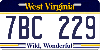 WV license plate 7BC229