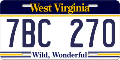 WV license plate 7BC270