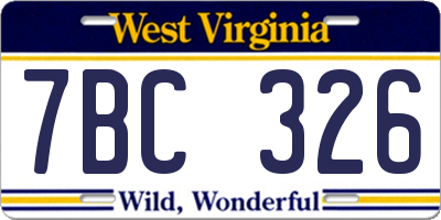 WV license plate 7BC326