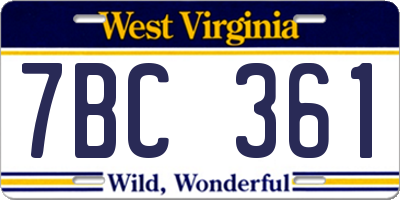 WV license plate 7BC361