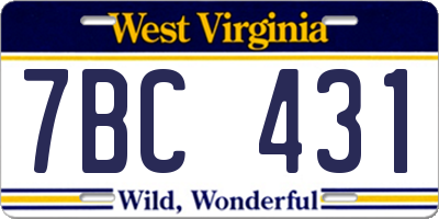 WV license plate 7BC431