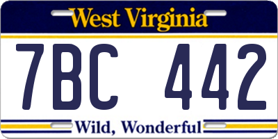 WV license plate 7BC442