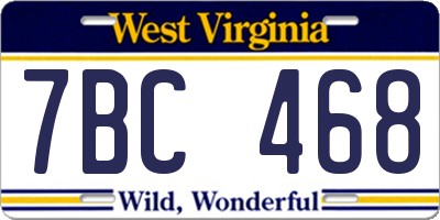 WV license plate 7BC468