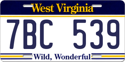 WV license plate 7BC539