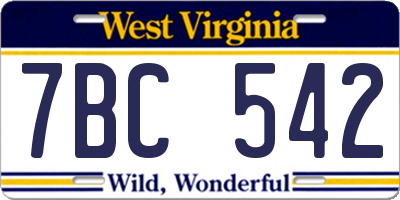 WV license plate 7BC542