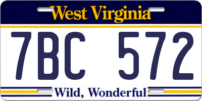 WV license plate 7BC572
