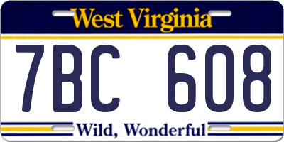 WV license plate 7BC608