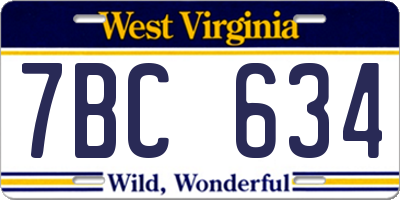 WV license plate 7BC634