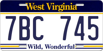 WV license plate 7BC745