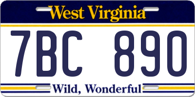 WV license plate 7BC890