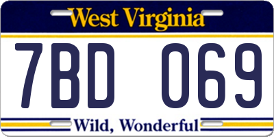 WV license plate 7BD069