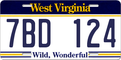 WV license plate 7BD124