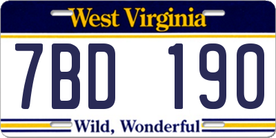 WV license plate 7BD190