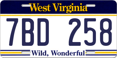 WV license plate 7BD258