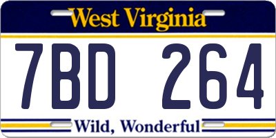 WV license plate 7BD264