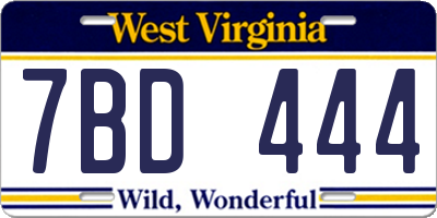 WV license plate 7BD444