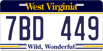 WV license plate 7BD449