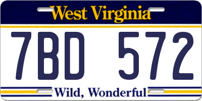 WV license plate 7BD572