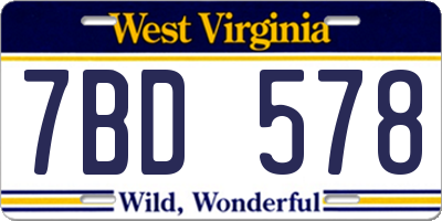WV license plate 7BD578