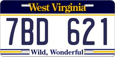 WV license plate 7BD621
